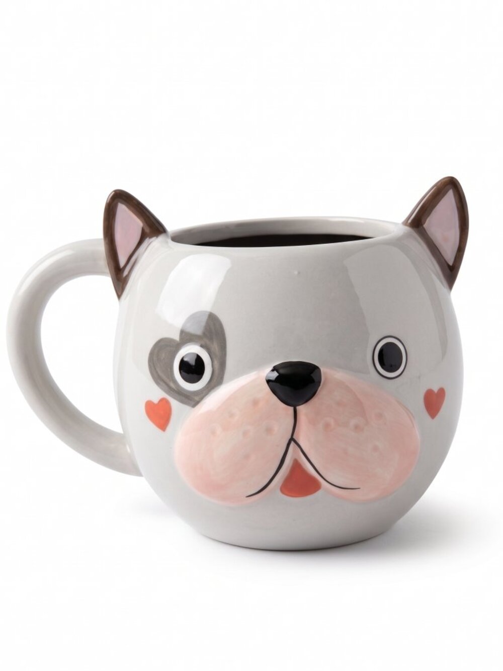 Pug Dog ceramic mug with hearts